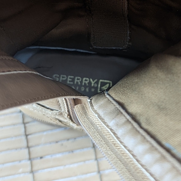 Sperry Top-Sider side zip Women's Size 6.5M tan Tall Leather Riding Boots. 16" t - Picture 9 of 12